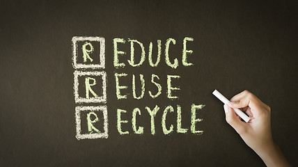 Image showing Reduce, Reuse, Recycle Chalk Drawing