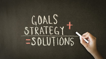 Image showing Goals, Strategy, Solutions chalk drawing