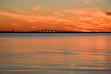 Image showing Oland bridge at sunset