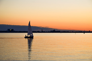 Image showing Sailing at evening