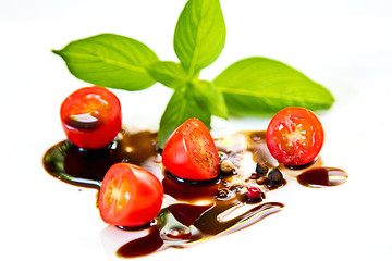 Image showing Tomato with Basil and Balsamic dressing