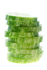 Image showing Stack of sliced cucumber

