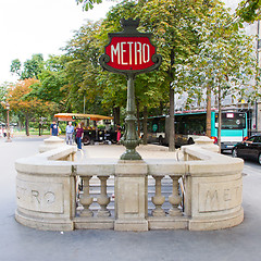 Image showing PARIS - JULY 20: Metropolitain sign at the Louvre on July 28, 20