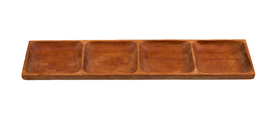 Image showing Long wooden bowl isolated