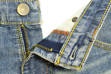 Image showing Denim jeans zipper