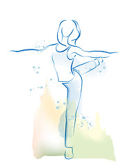 Image showing outline illustration of dancing girl