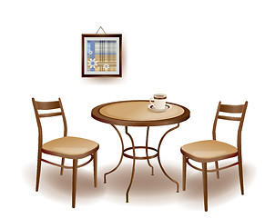 Image showing illustration  of the round  table and chairs
