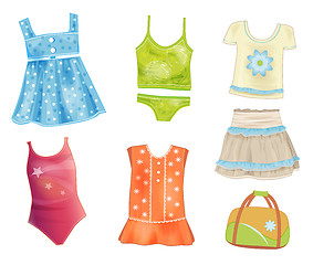 Image showing set of summer clothes for girls