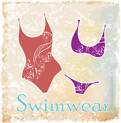 Image showing silhouettes of bikini with floral design