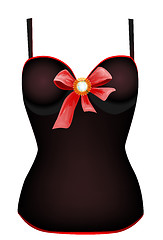 Image showing seductive vintage corset with red ribbon