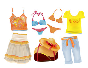 Image showing set of summer clothes for girls