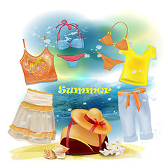 Image showing collection of clothes for the summer holidays 