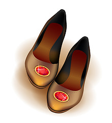 Image showing ballets flats shoes with red brooch  