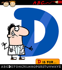 Image showing letter d with doctor cartoon illustration