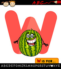 Image showing letter w with watermelon cartoon illustration