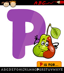 Image showing letter p with pear cartoon illustration