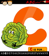 Image showing letter c with cabbage cartoon illustration