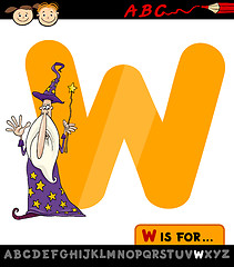 Image showing letter w with wizard cartoon illustration