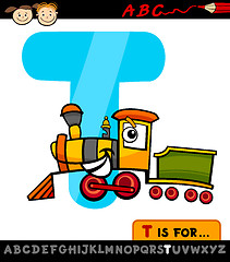 Image showing letter t with train cartoon illustration