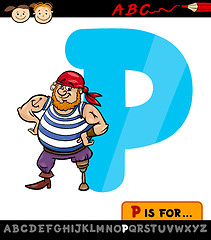 Image showing letter p with pirate cartoon illustration