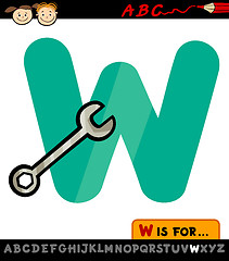 Image showing letter w with wrench cartoon illustration
