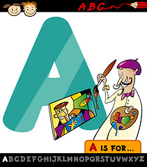 Image showing letter a with artist cartoon illustration