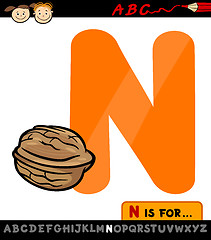 Image showing letter n with nut cartoon illustration