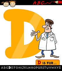 Image showing letter d with doctor cartoon illustration