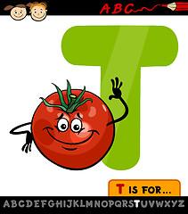 Image showing letter t with tomato cartoon illustration