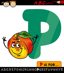 Image showing letter p with peach cartoon illustration