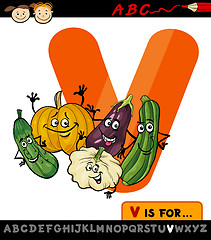 Image showing letter v with vegetables cartoon illustration