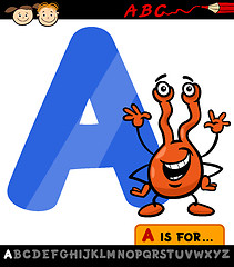 Image showing letter a with alien cartoon illustration