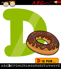 Image showing letter d with donut cartoon illustration