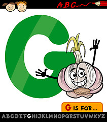 Image showing letter g with garlic cartoon illustration