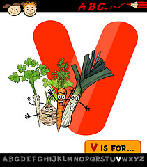 Image showing letter v with vegetables cartoon illustration