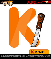 Image showing letter k with knife cartoon illustration