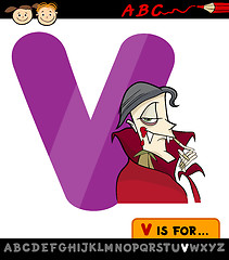 Image showing letter v with vampire cartoon illustration