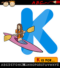 Image showing letter k with kayak cartoon illustration