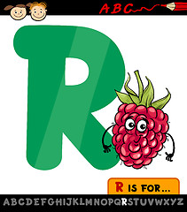 Image showing letter r with raspberry cartoon illustration