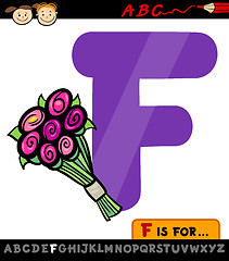 Image showing letter f with flowers cartoon illustration