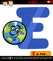 Image showing letter e with earth cartoon illustration