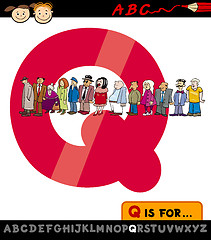 Image showing letter q with queue cartoon illustration