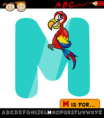 Image showing letter m with macaw cartoon illustration
