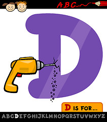 Image showing letter d with drill cartoon illustration