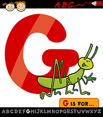 Image showing letter g with grasshopper cartoon illustration