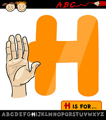 Image showing letter h with hand cartoon illustration