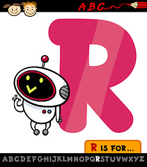 Image showing letter r with robot cartoon illustration