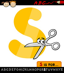 Image showing letter s with scissors cartoon illustration