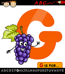 Image showing letter g with grapes cartoon illustration