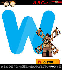 Image showing letter w with windmill cartoon illustration